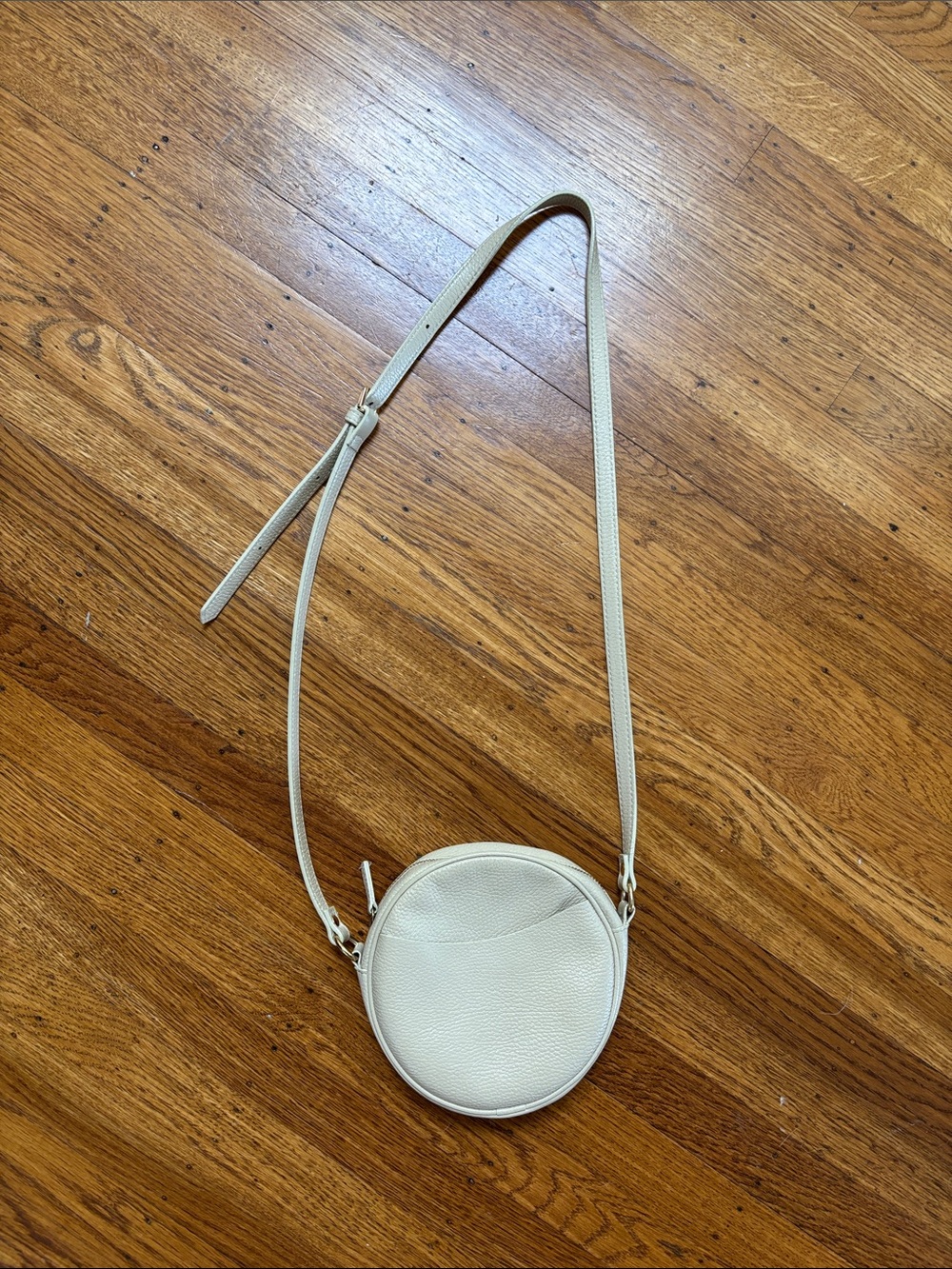 Quince Italian Leather Circle Crossbody Bag in Stone